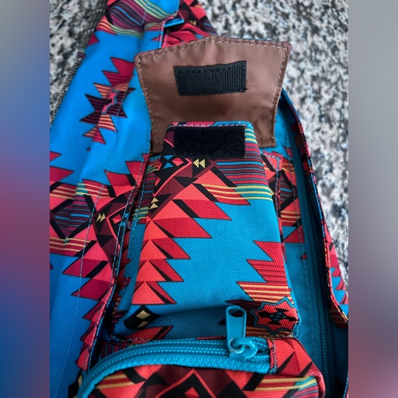 Kavu Vibrant Teal and Green Aztec Print Backpack - Picture 4 of 12
